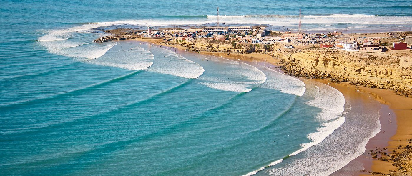 Imsouane village and Atlantic coastline in Morocco