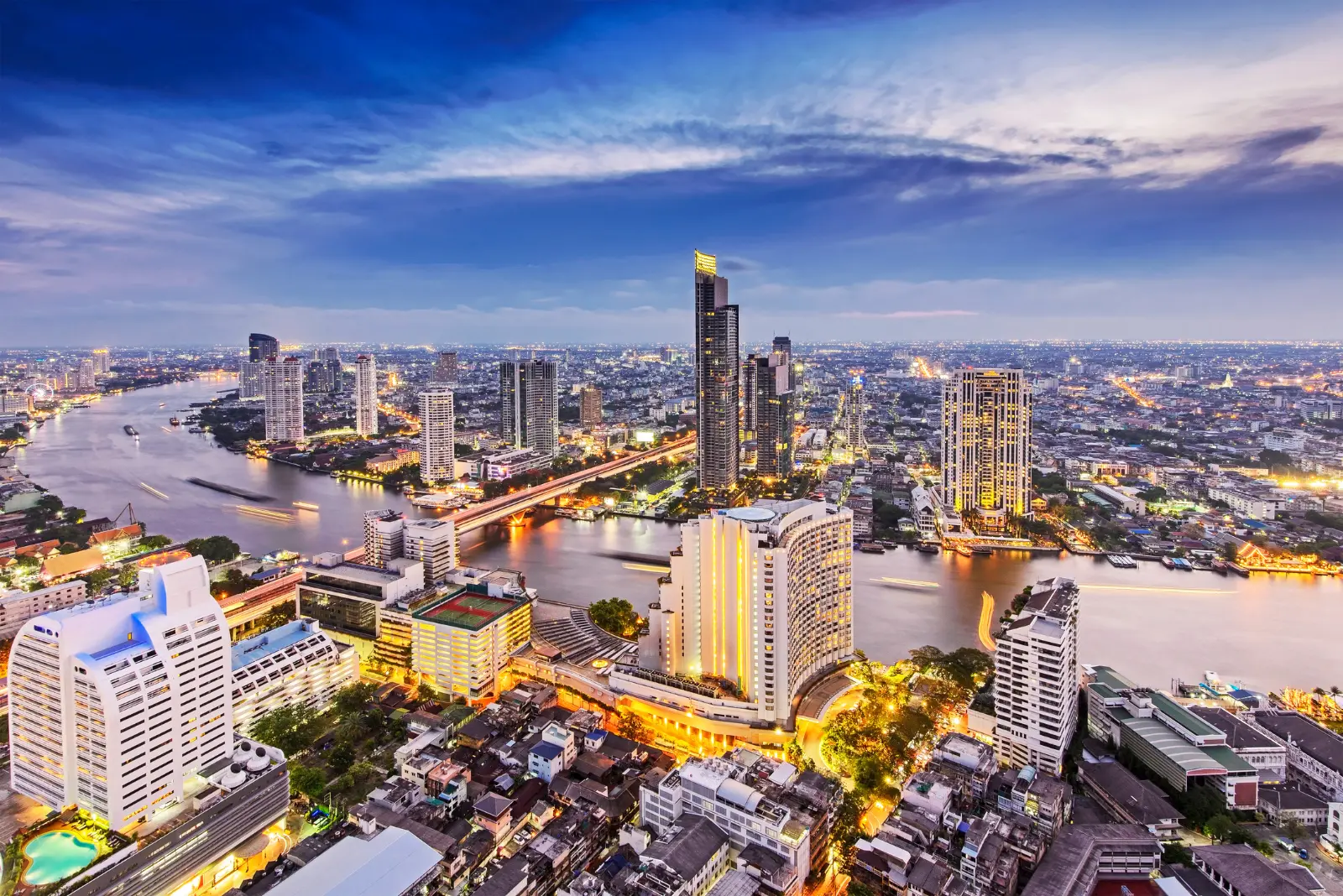 Bangkok airport transfers and city skyline